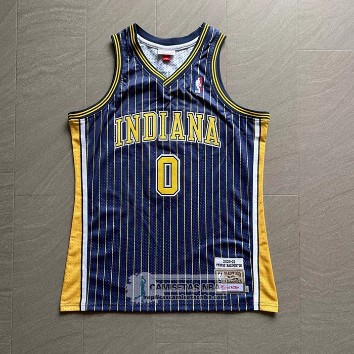 Camiseta Indiana Pacers Tyrese Haliburton NO 0 Mitchell & Ness 2020-21 Azul